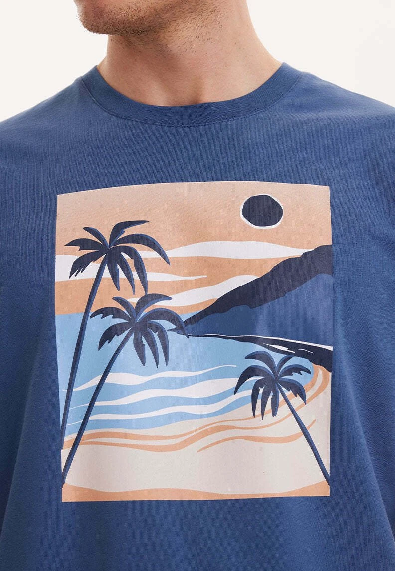 Print Wmview Palm - T-Shirt Print - Dark Denim 4 Print Wmview Palm - T-Shirt Print - Dark Denim - Afbeelding 4