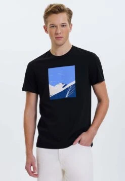 Path- T-Shirt Print - Black