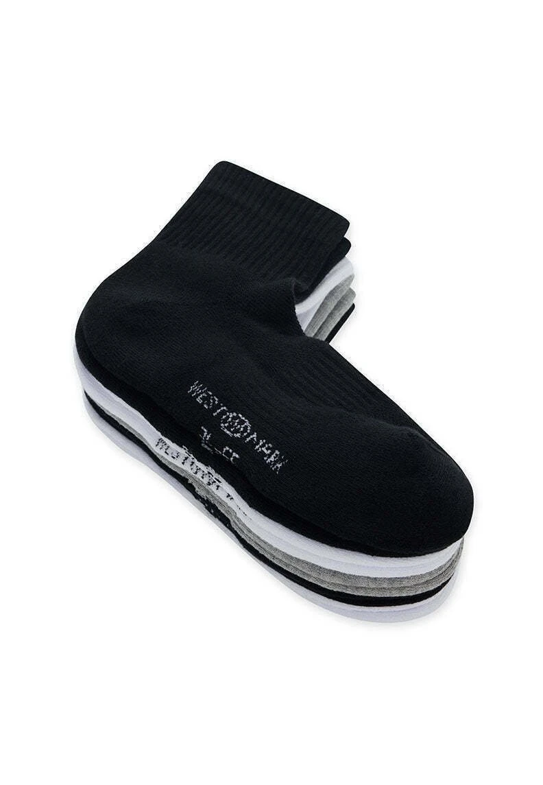 Quarter 5 Pack - Sokken - Black/White/Grey Melange 2 Quarter 5 Pack - Sokken - Black/White/Grey Melange - Afbeelding 2