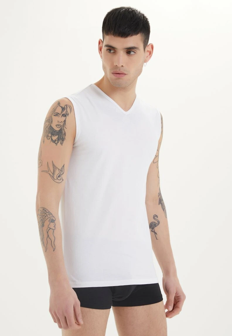 V-Neck - Top - White 3 V-Neck - Top - White - Afbeelding 3