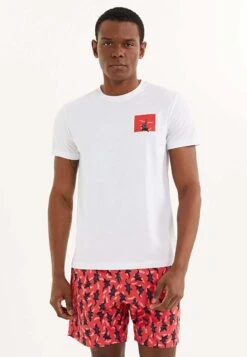 T-Shirt Print - White Red