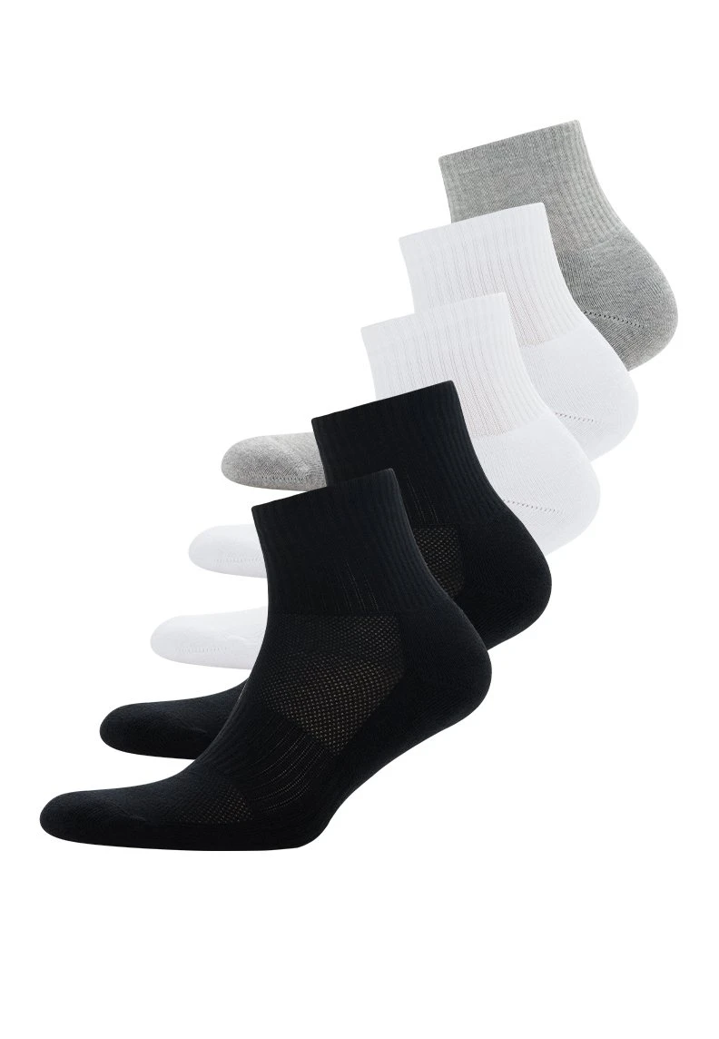 Quarter 5 Pack - Sokken - Black/White/Grey Melange 1 Quarter 5 Pack - Sokken - Black/White/Grey Melange