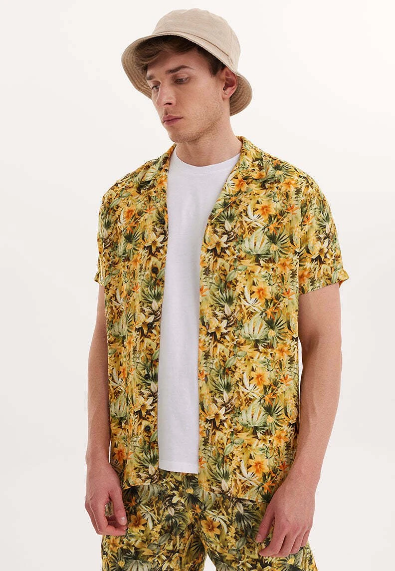 Wmhawaii Printed - Overhemd - Yellow Aop 1 Wmhawaii Printed - Overhemd - Yellow Aop