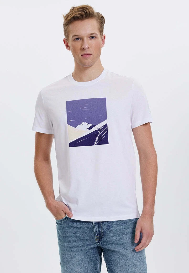Path- T-Shirt Print - White 1 Path- T-Shirt Print - White