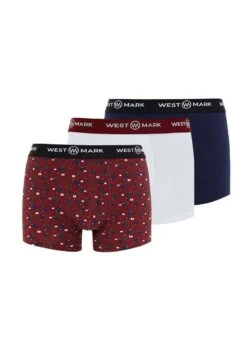 X Mas 3 Pack Trunk Box - Onderbroeken - Bordeaux Aop/Navy/White -Westmark London 61b4c721973d46a28bd06b673977cf38
