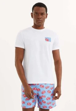 T-Shirt Print - White Blue