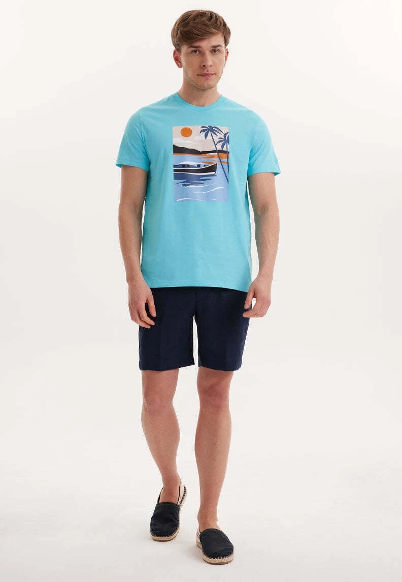 View Boat - T-Shirt Print - Blue Curacao 2 View Boat - T-Shirt Print - Blue Curacao - Afbeelding 2
