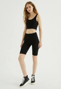Bustier-Cycling Short Set - Top - Black