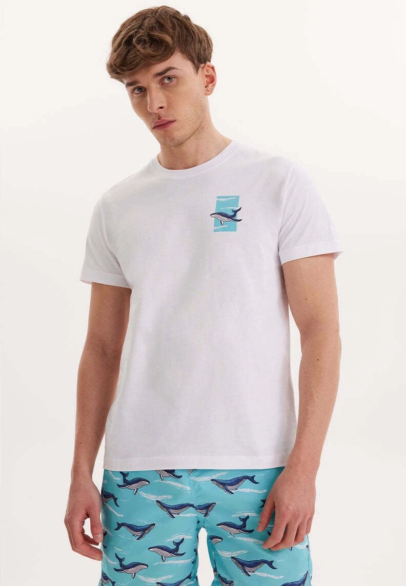 Print Chest - T-Shirt Print - White Turquoise 1 Print Chest - T-Shirt Print - White Turquoise