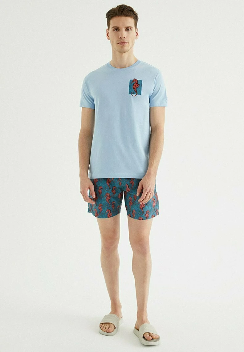 Seahorse - T-Shirt Print - Powder Blue 2 Seahorse - T-Shirt Print - Powder Blue - Afbeelding 2