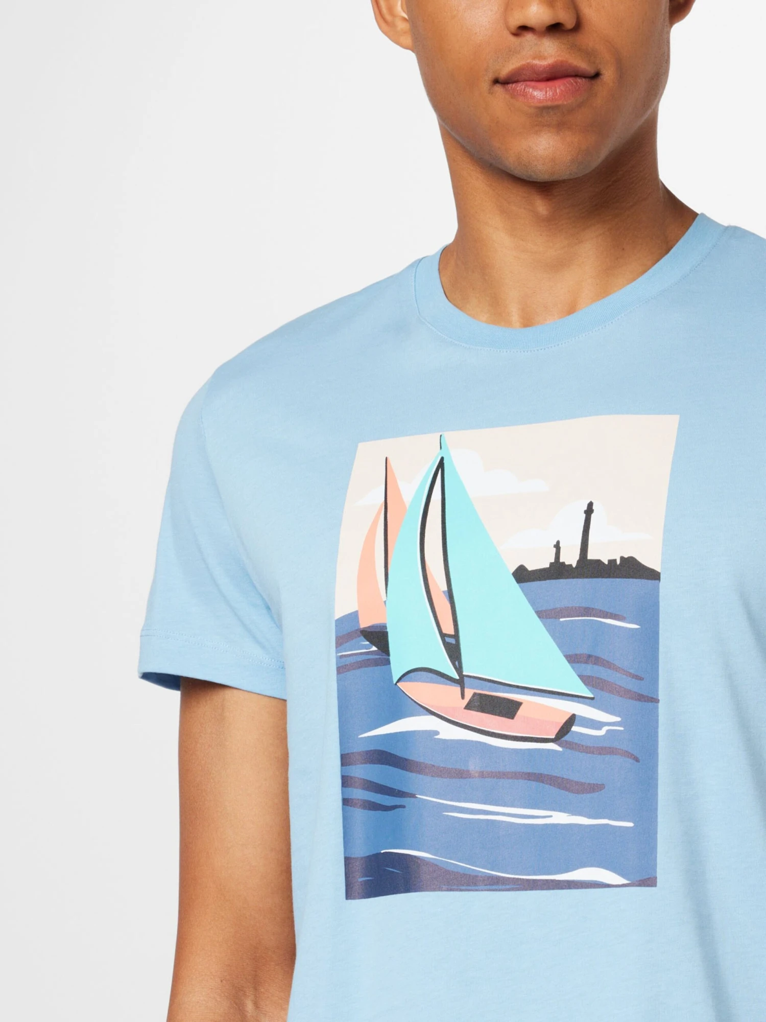 T-shirts Shirt Heren Navy / Lichtblauw 2 T-shirts Shirt Heren Navy / Lichtblauw - Afbeelding 2