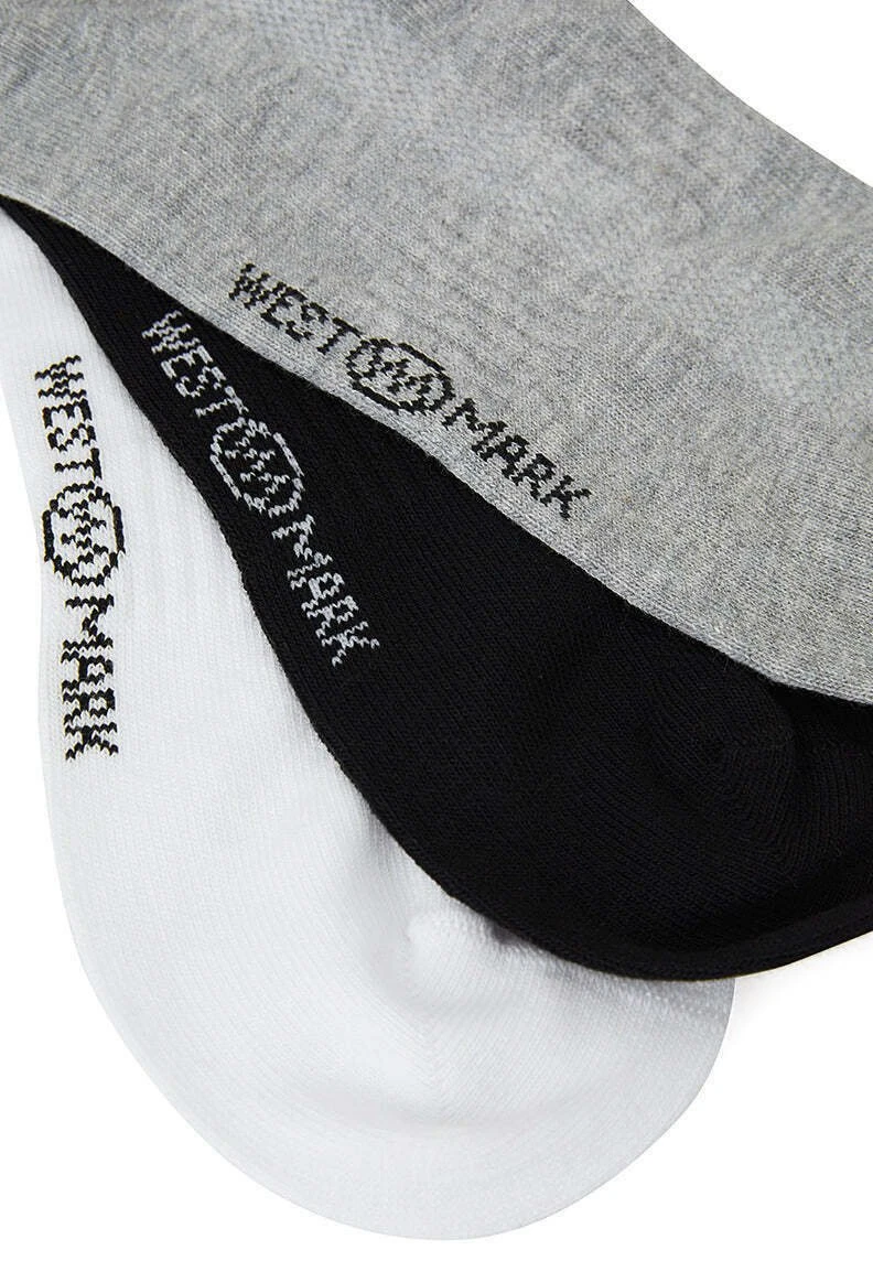 6 Pack - Enkelsokken - BlackWhiteGrey Melange 3 6 Pack - Enkelsokken - BlackWhiteGrey Melange - Afbeelding 3