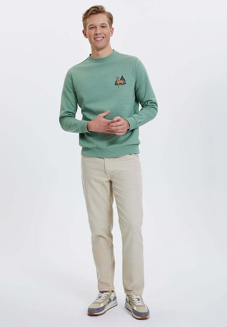 Deer- Sweater - Hedge Green 2 Deer- Sweater - Hedge Green - Afbeelding 2