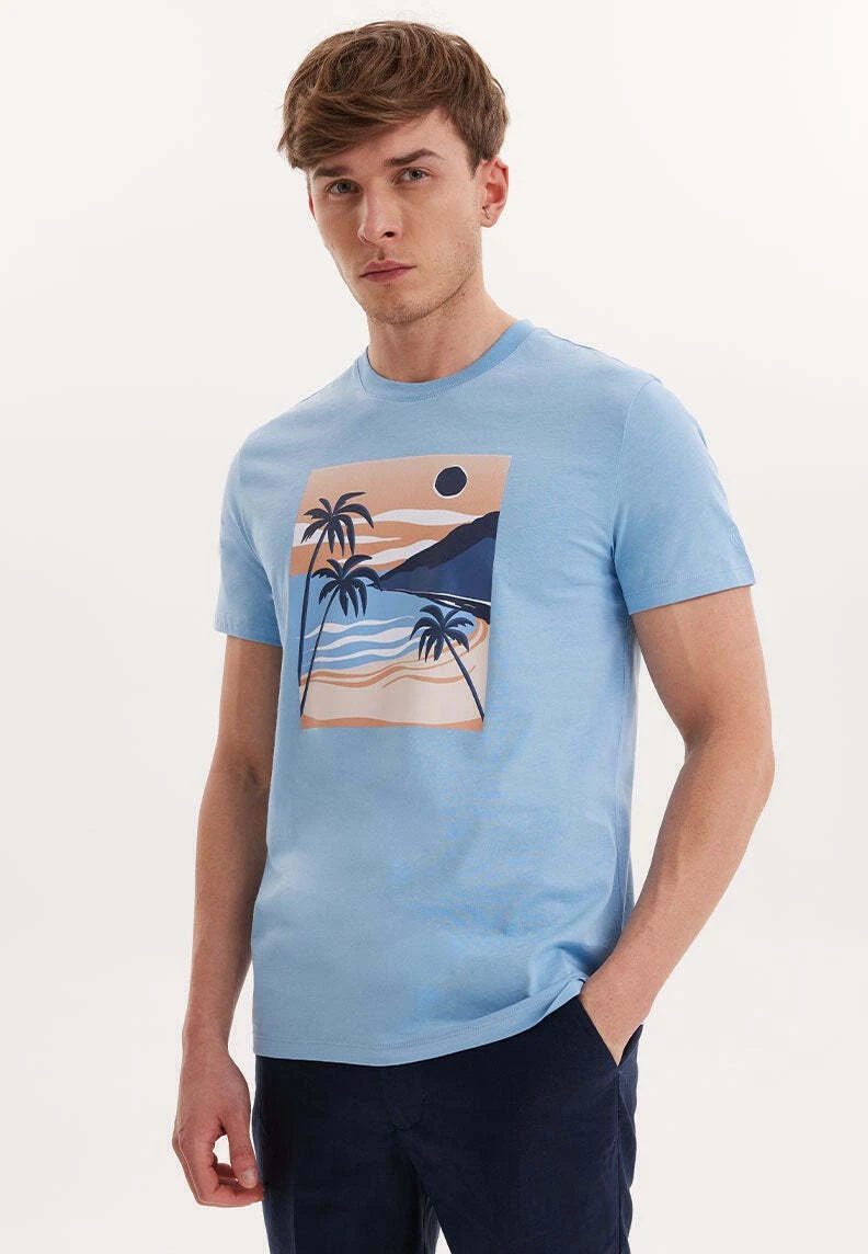 Print Wmview Palm - T-Shirt Print - Blissful Blue 1 Print Wmview Palm - T-Shirt Print - Blissful Blue