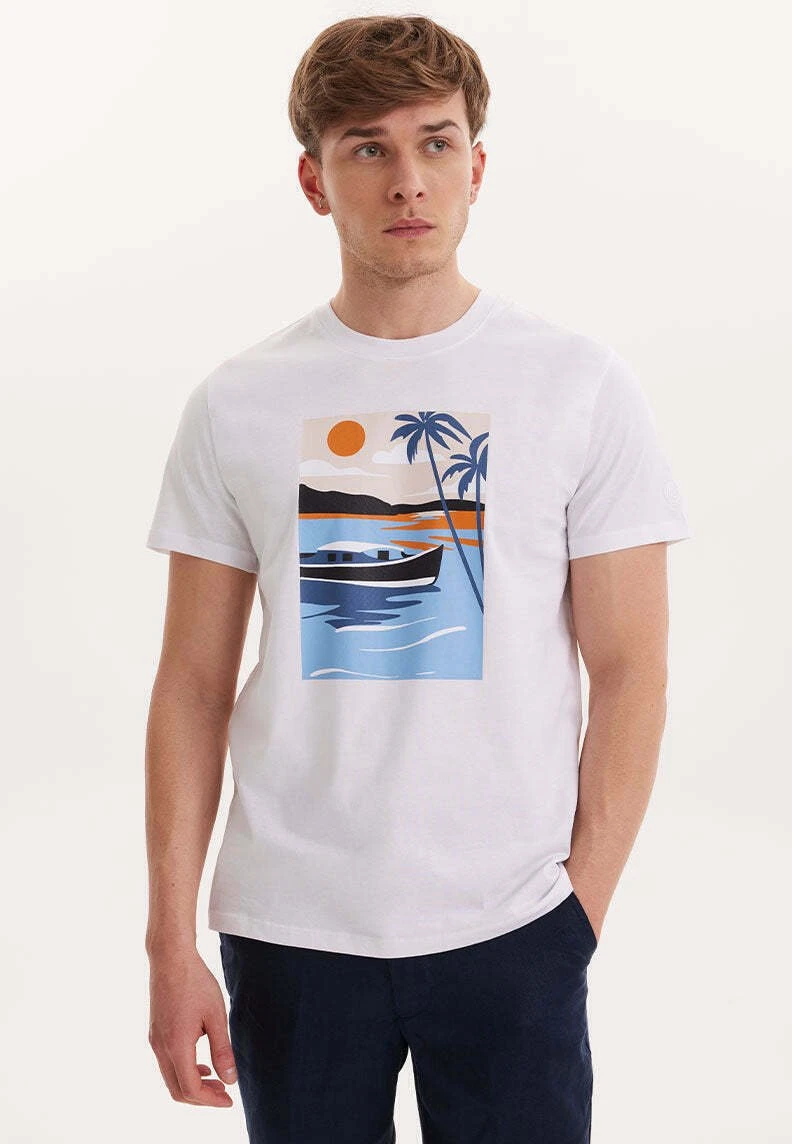 View Boat - T-Shirt Print - White 1 View Boat - T-Shirt Print - White
