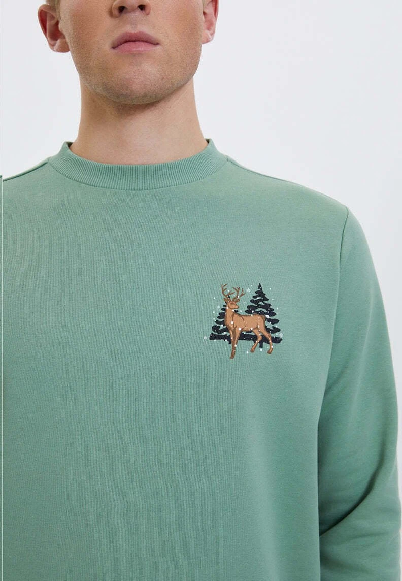Deer- Sweater - Hedge Green 4 Deer- Sweater - Hedge Green - Afbeelding 4