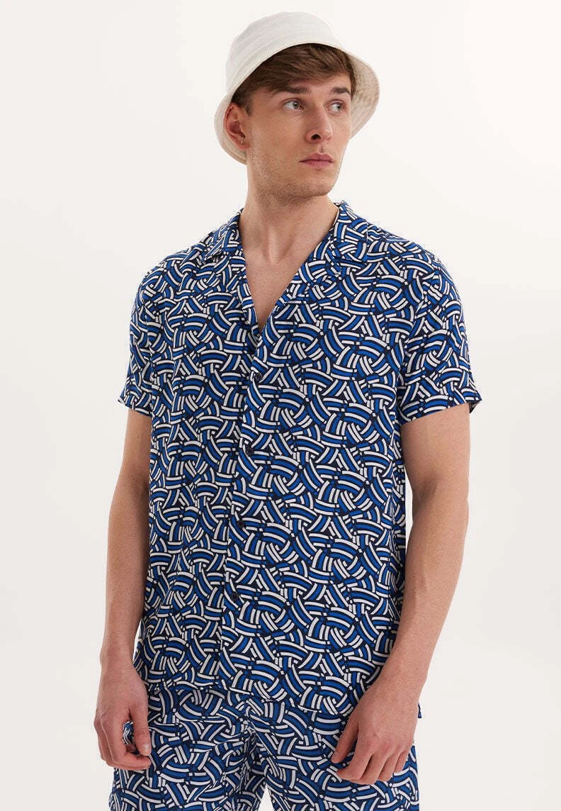 Wmhawaii Printed - Overhemd - Blue Navy Aop 1 Wmhawaii Printed - Overhemd - Blue Navy Aop