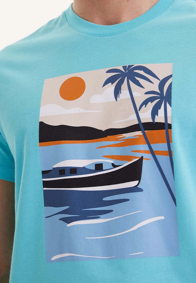 View Boat - T-Shirt Print - Blue Curacao 4 View Boat - T-Shirt Print - Blue Curacao - Afbeelding 4